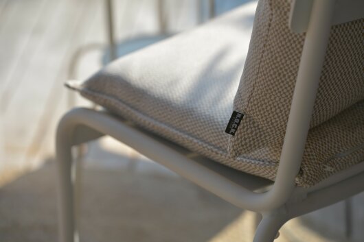 H.O.C.K. Brian Outdoor Kissen 45x45cm taupe beige weiß mit Biese kleingemustert