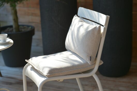 H.O.C.K. Brian Outdoor Kissen 45x45cm taupe beige weiß mit Biese kleingemustert