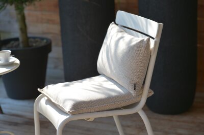 H.O.C.K. Brian Outdoor Kissen 45x45cm taupe beige weiß mit Biese kleingemustert