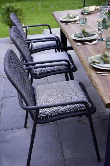 H.O.C.K. Brian Outdoor Sitzkissen 40x40x6cm schwarz weiß mit Biese kleingemustert Glory