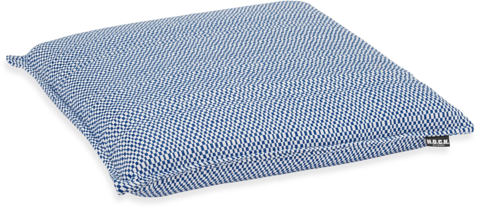 H.O.C.K. Brian Outdoor Sitzkissen BLISS 40x40x6cm royal blau weiß mit Biese kleingemustert