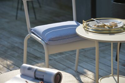 H.O.C.K. Brian Outdoor Sitzkissen BLISS 40x40x6cm royal blau weiß mit Biese kleingemustert