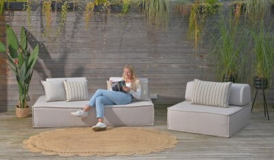 H.O.C.K. Aurora Outdoor Kissen 60x60cm Streifen natur taupe dolce