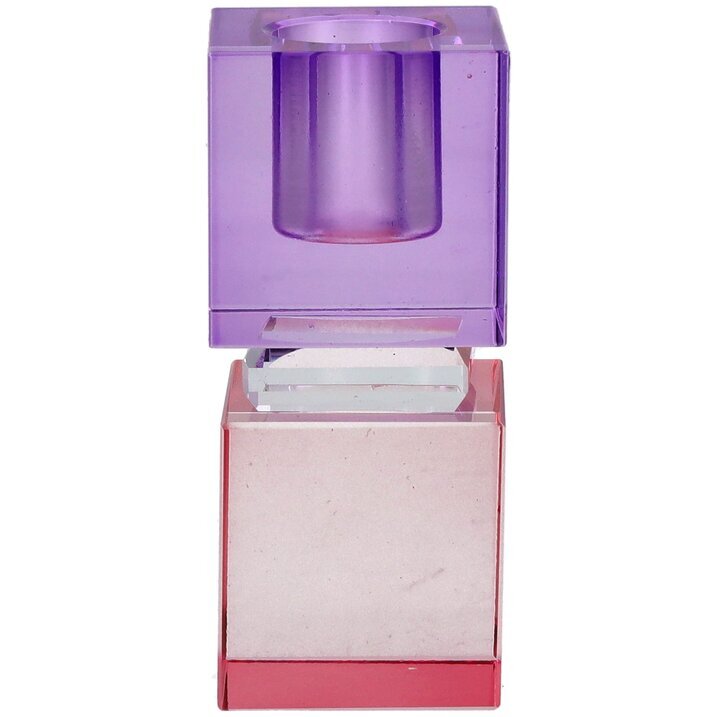 GIFTY Kerzenhalter Kristallglas rosa lila ca. 3,8x8,8x3,8cm