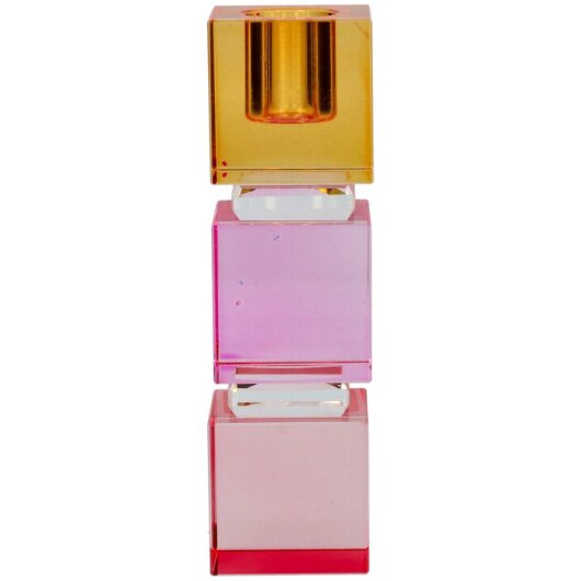 GIFTY Kerzenhalter Kristallglas rosa pink ca. 3,8x13,8x3,8cm
