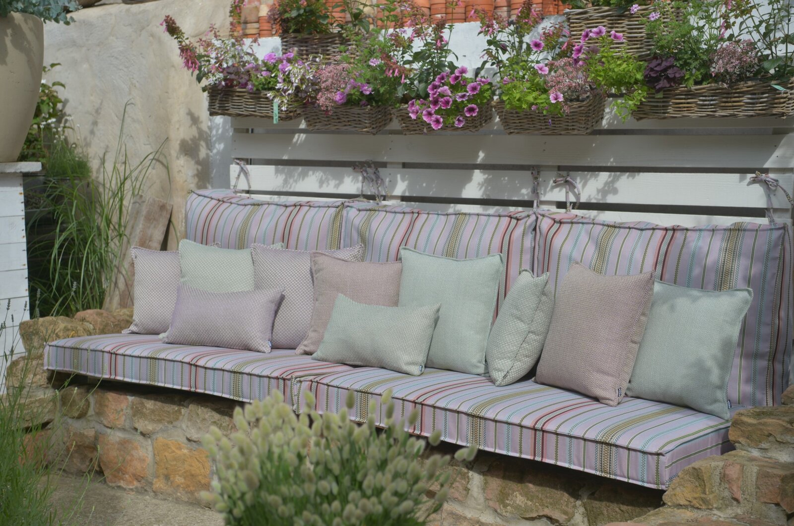H.O.C.K. Linocea Outdoor Hocker Pouf rund ø45x45cm salbei mint col. 402477