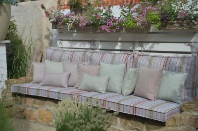 H.O.C.K. Linocea Outdoor Hocker Pouf rund ø45x45cm salbei mint col. 402477