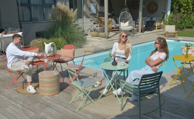 H.O.C.K. Linocea Outdoor Hocker Pouf rund ø45x45cm orange col. 402470