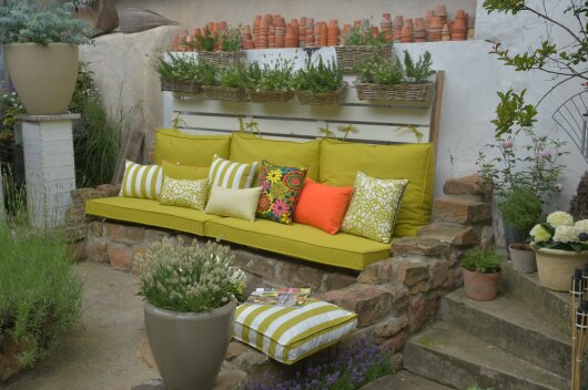 H.O.C.K. Classic Streifen Outdoor Matratzenkissen 50x50x10cm grün