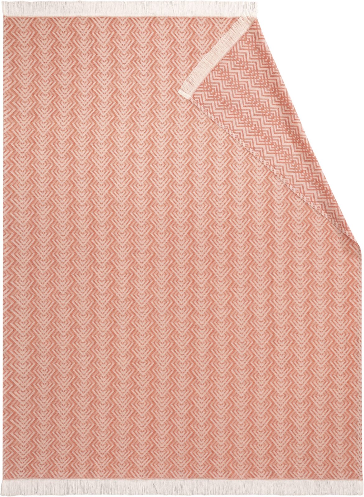 BIEDERLACK Fransenplaid Sommerdecke "Cameo" coral orange 130x180cm