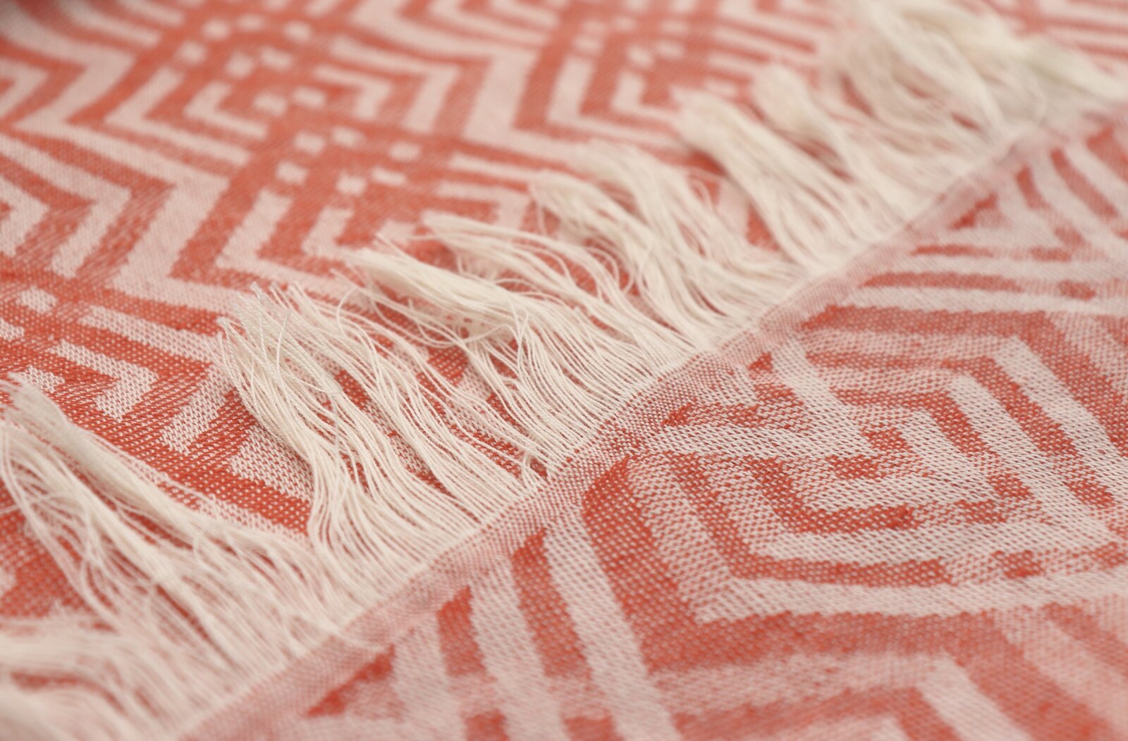 BIEDERLACK Fransenplaid Sommerdecke "Cameo" coral orange 130x180cm