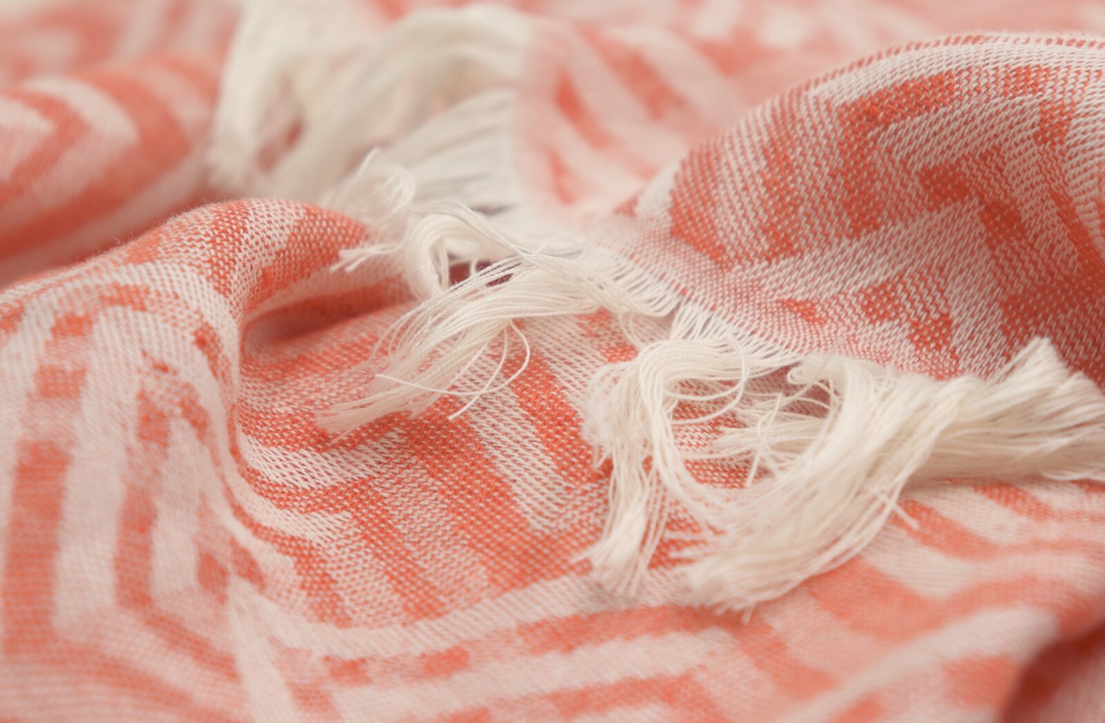 BIEDERLACK Fransenplaid Sommerdecke "Cameo" coral orange 130x180cm