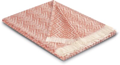 BIEDERLACK Fransenplaid Sommerdecke "Cameo" coral orange 130x180cm