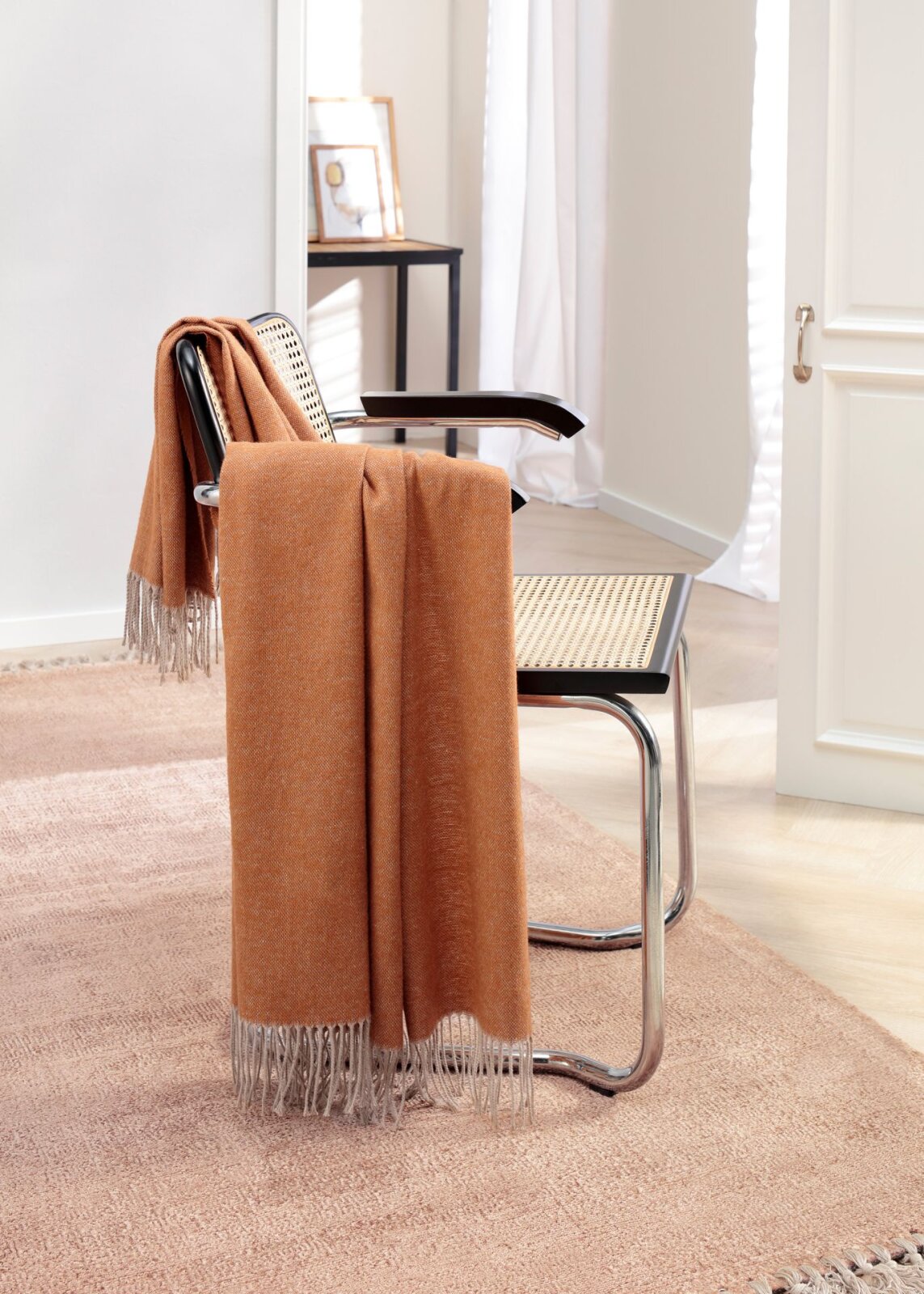 BIEDERLACK Decke Plaid Tagesdecke "Structure" terra rust 130x170cm