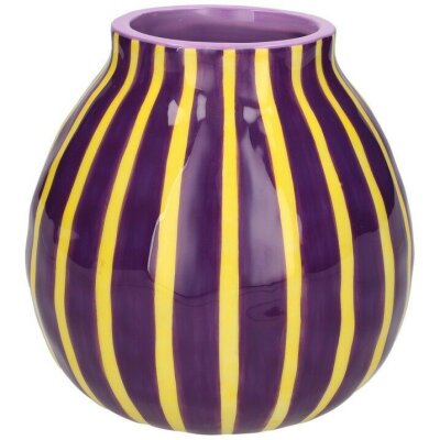 GIFTY Vase Blumenvase gestreift violett gelb ca. 13x7cm