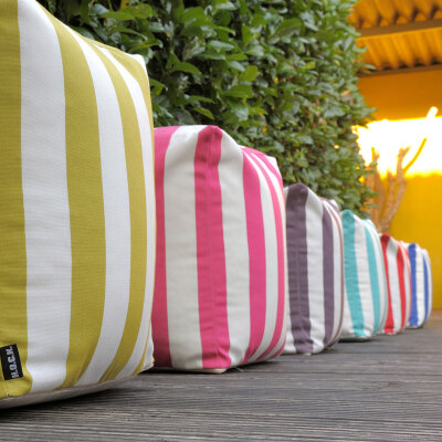 H.O.C.K. Classic Streifen Outdoor Bean Cube Pouf 40x40x40cm türkis