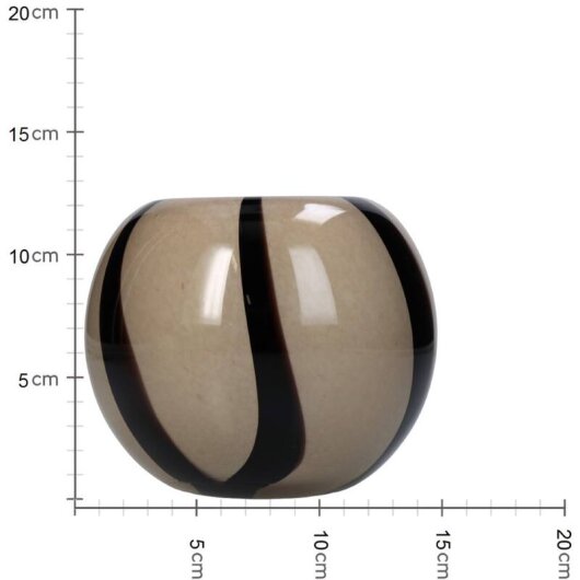 KRST Vase beige rund Streifen ca. 15x15x12cm