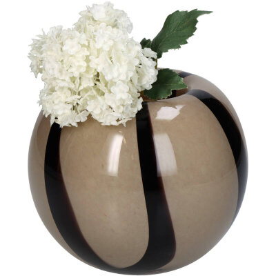 KRST Vase beige rund Streifen ca. 15x15x12cm
