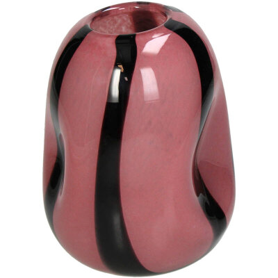 KRST Vase rund rosa mit Streifen ca. 15x15x20cm