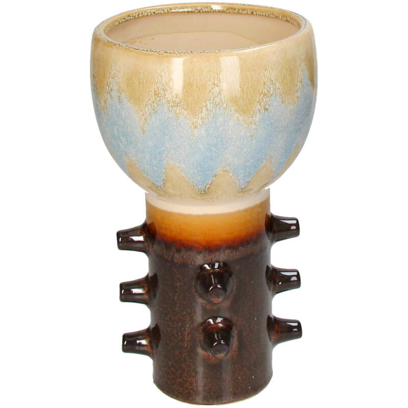 KRST Pflanzenstop / Vase african style | Steingut blau ca. 16x16x18cm