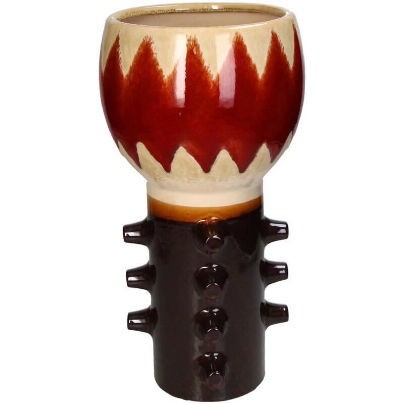 KRST Pflanzenstop / Vase african style | Steingut braun ca. 18x18x35cm