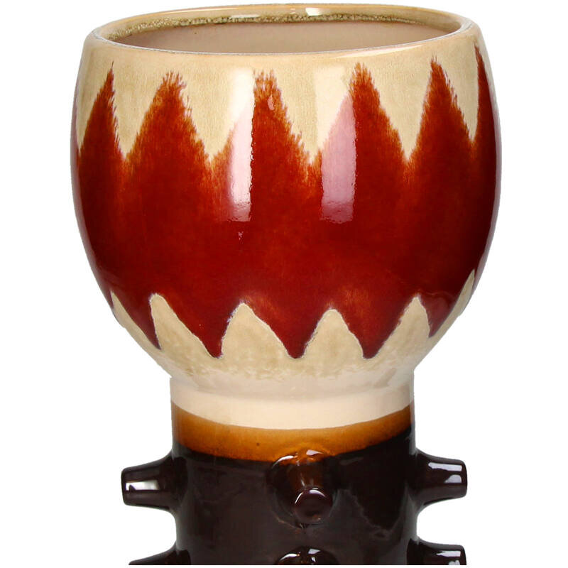 KRST Pflanzenstop / Vase african style | Steingut braun ca. 18x18x35cm