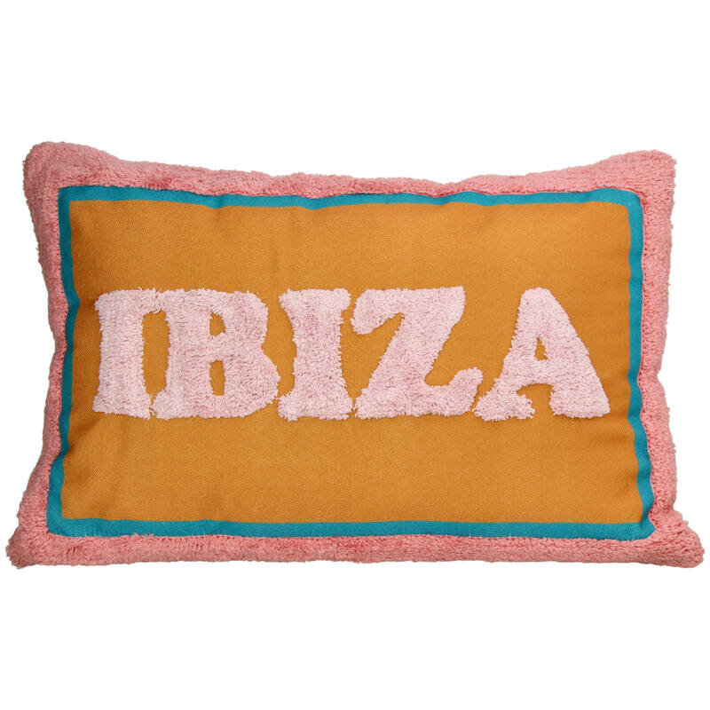 KRST IBIZA Dekokissen 60x40cm orange mit rosa Schrift