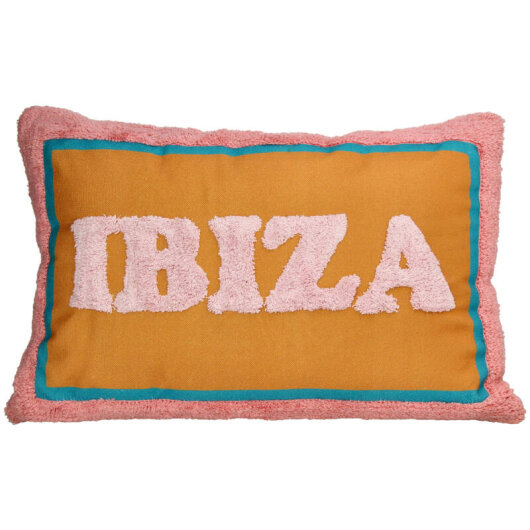 KRST IBIZA Dekokissen 60x40cm orange mit rosa Schrift