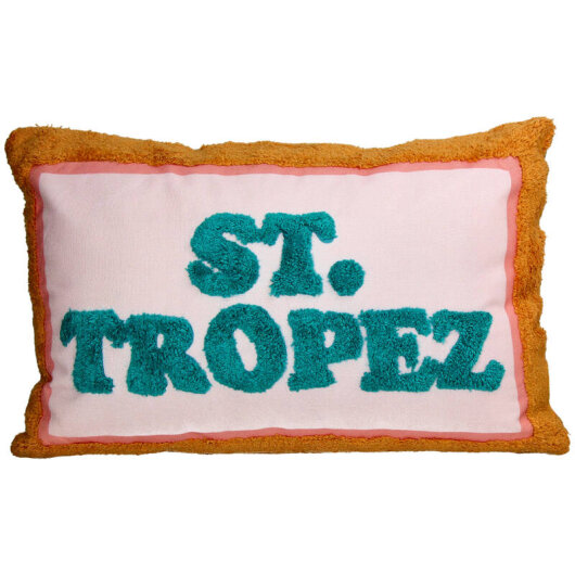 KRST ST. TROPEZ Dekokissen 60x40cm rosa mit petrol Schrift