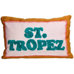KRST ST. TROPEZ Dekokissen 60x40cm rosa mit petrol Schrift