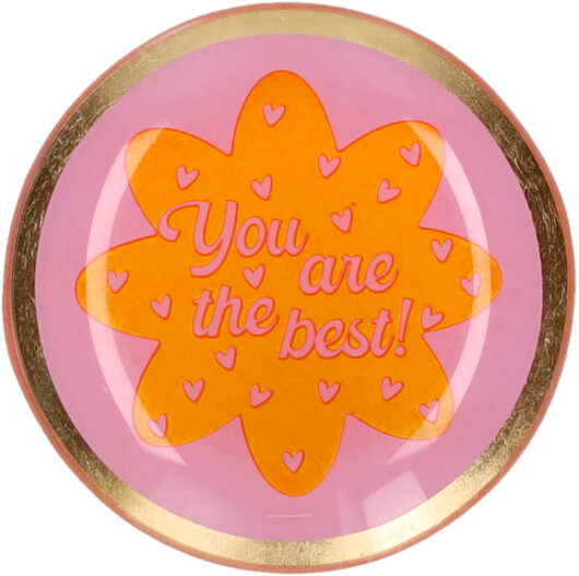 GIFTY Glasteller rund S / You are the best | rosa, orange ca. 10x0,8x10cm