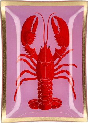 GIFTY Glasteller eckig M /  Hummer | rosa rot ca....