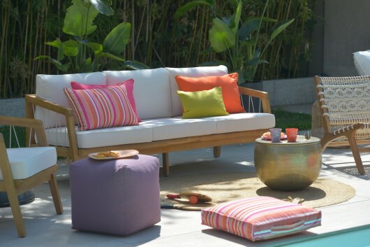 H.O.C.K. Classic Uni Outdoor Bean Cube Pouf 40x40x40cm brombeer