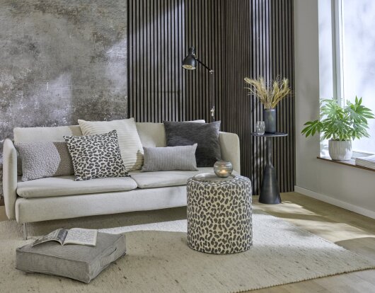 H.O.C.K. Alia Hocker Pouf rund Ø45x45cm schwarz Leo-Muster