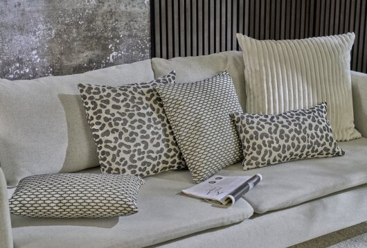 H.O.C.K. Alia Hocker Pouf rund Ø45x45cm schwarz Leo-Muster