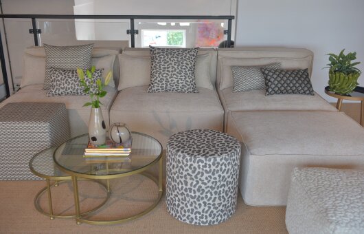 H.O.C.K. Alia Hocker Pouf rund Ø45x45cm schwarz Leo-Muster