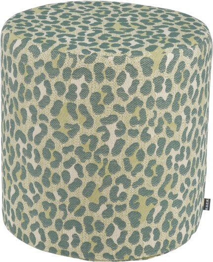 H.O.C.K. Alia Hocker Pouf rund Ø45x45cm grün Leo-Muster
