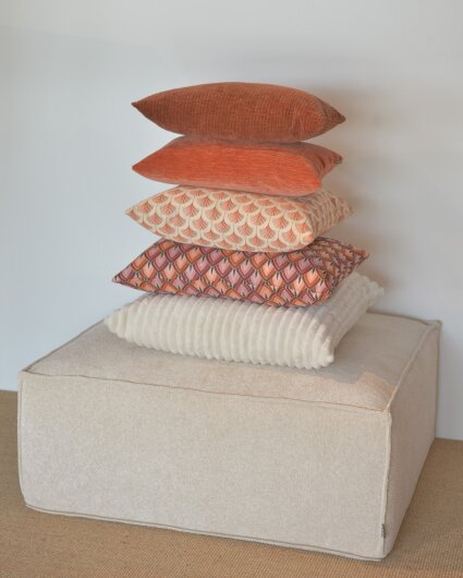 H.O.C.K. Marta Dekokissen 60x40cm terra burgunder Fächer-Muster