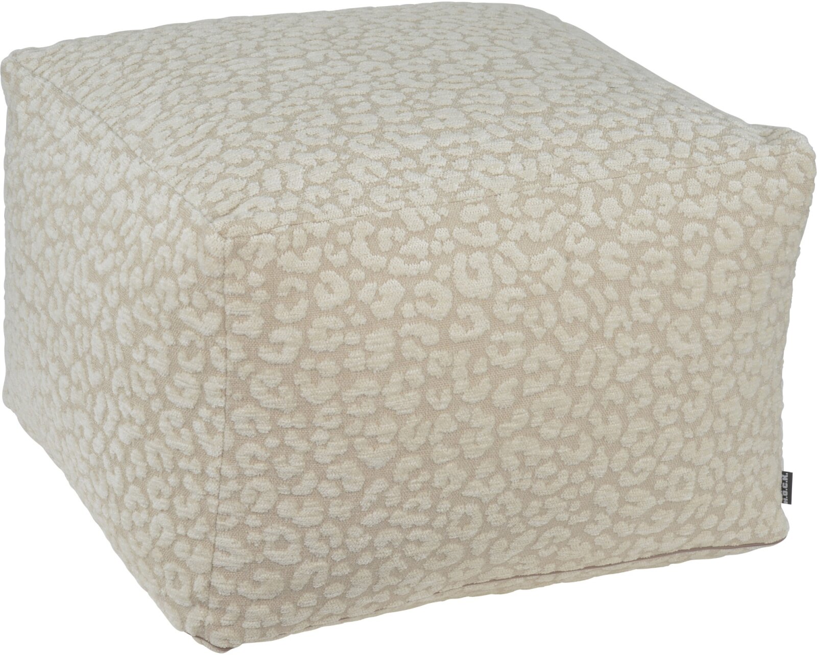 H.O.C.K. Tamaro Bean Cube Hocker 55x55x35cm beige ecru Leo-Muster