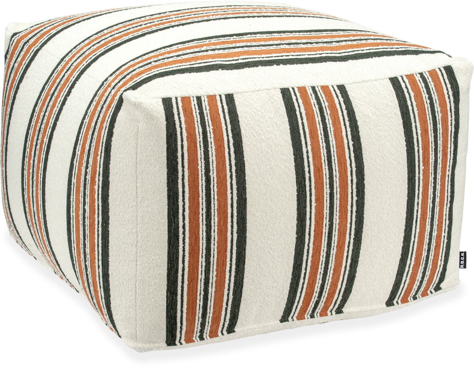 H.O.C.K. Sera Duo Hocker Bean Cube 60x60x40cm terra schwarz Doppelstreifen