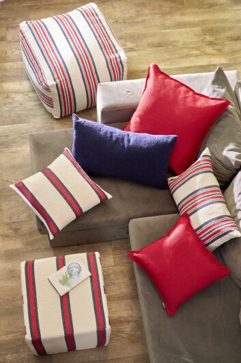 H.O.C.K. Sera Duo Dekokissen 60x40cm rot blau Doppelstreifen