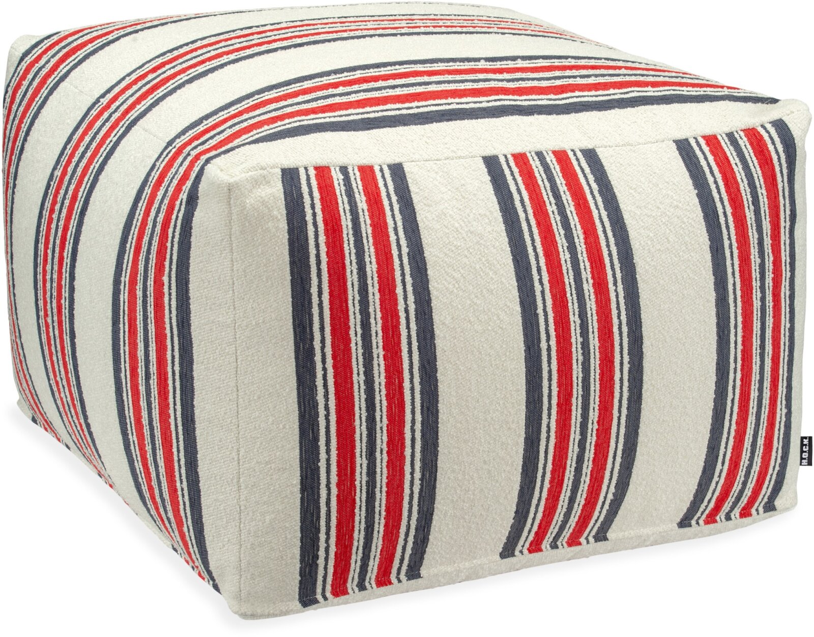 H.O.C.K. Sera Duo Hocker Bean Cube 60x60x40cm rot blau Doppelstreifen