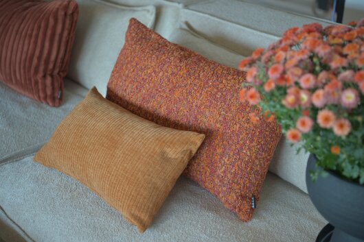 H.O.C.K. Becci Dekokissen 70x40cm terra burgund Bouclé-Struktur