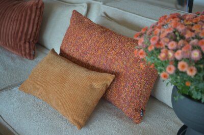 H.O.C.K. Becci Dekokissen 70x40cm terra burgund Bouclé-Struktur