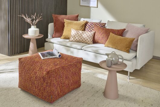 H.O.C.K. Becci Hocker Bean Cube 60x60x40cm terra burgund Bouclé-Struktur