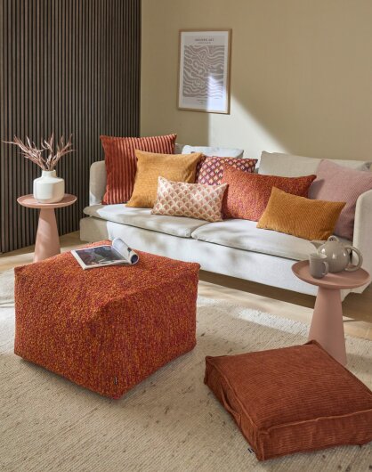 H.O.C.K. Becci Hocker Bean Cube 60x60x40cm terra burgund Bouclé-Struktur