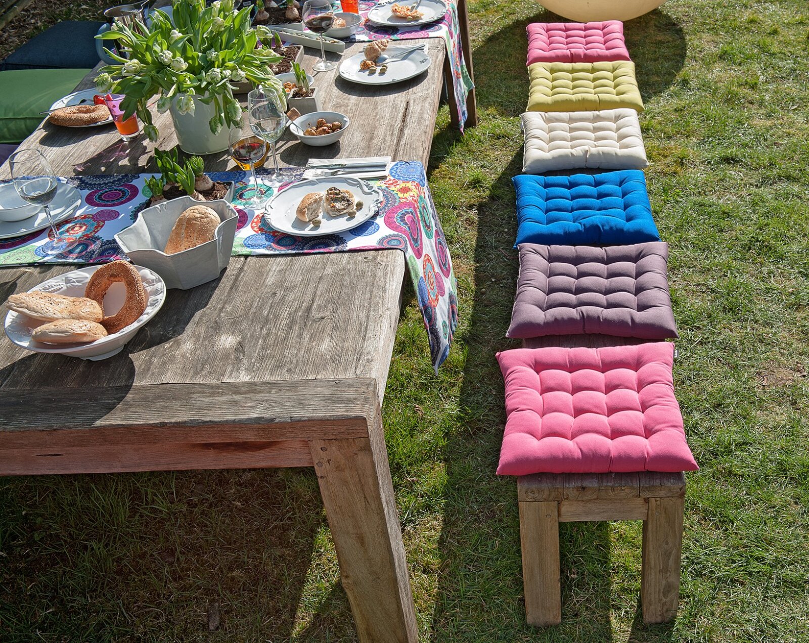 H.O.C.K. 16-Punkt-Steppkissen Outdoor STEPPY ca. BLISS 40x40x6cm Classic uni royal blau