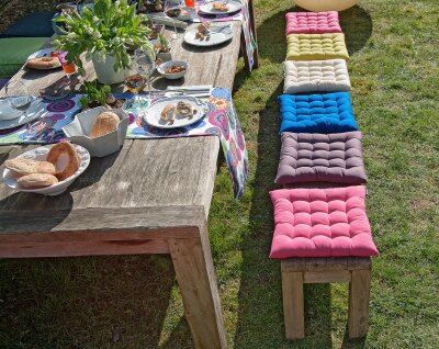 H.O.C.K. 16-Punkt-Steppkissen Outdoor STEPPY ca. BLISS 40x40x6cm Classic uni royal blau