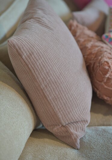 H.O.C.K. Jonny Dekokissen 45x45cm rosa-powder schmaler Cord