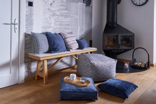 H.O.C.K. Jonny Bodenkissen Palettenkissen 60x60x10cm jeansblau schmaler Cord